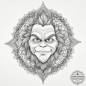 Tattoo sketch the grinch with a hair, artisti... - эскиз тату (№1756537757_0, 30.08.2025 07:09) — tattoo-photo.ru