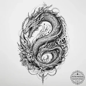 Tattoo sketch alyosha popovich with a dragon - эскиз тату (№1756538740_0, 30.08.2025 07:25) — tattoo-photo.ru