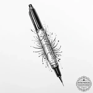 Tattoo sketch перо с надписью - эскиз тату (№1756538935_0, 30.08.2025 07:28) — tattoo-photo.ru