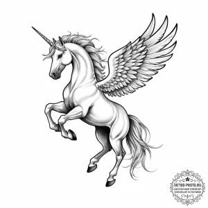Tattoo sketch pegasus tattoo - эскиз тату (№1756539329_0, 30.08.2025 07:35) — tattoo-photo.ru