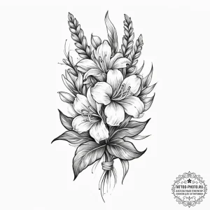 Tattoo sketch hyacinth flower, artistic tatto... - эскиз тату (№1756541294_0, 30.08.2025 08:08) — tattoo-photo.ru