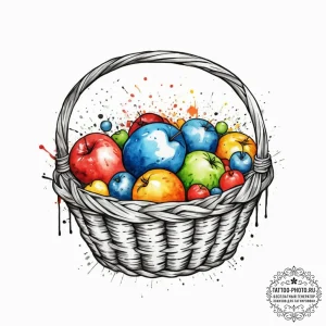 Tattoo sketch brownie basket, concept art for... - эскиз тату (№1756543454_0, 30.08.2025 08:44) — tattoo-photo.ru