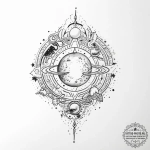 Tattoo sketch cosmic narrative — эскиз тату (№1756552685_0, 30.08.2025 11:18) — tattoo-photo.ru