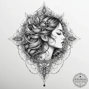 Tattoo sketch nymph tattoo, concept art for t… — эскиз тату (№1756554453_0, 30.08.2025 11:47) — tattoo-photo.ru