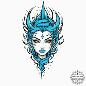 Tattoo sketch blue, concept art for tattoo, c... - эскиз тату (№1756565245_0, 30.08.2025 14:47) — tattoo-photo.ru