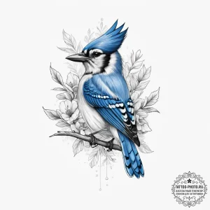 Tattoo sketch blue jay, concept art for tatto... - эскиз тату (№1756565637_0, 30.08.2025 14:53) — tattoo-photo.ru