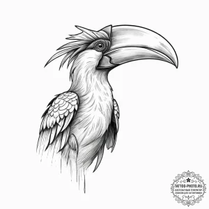 Tattoo sketch hornbill, tattoo drawing outlin... - эскиз тату (№1756566814_0, 30.08.2025 15:13) — tattoo-photo.ru