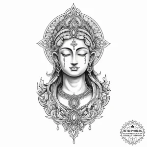 Tattoo sketch spiritual statue - эскиз тату (№1756567203_0, 30.08.2025 15:20) — tattoo-photo.ru