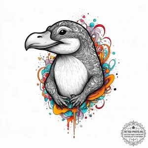 Tattoo sketch platypus, tattoo line art, on a... - эскиз тату (№1756567792_0, 30.08.2025 15:29) — tattoo-photo.ru