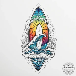 Tattoo sketch surfing surfboard on a wave, ta... - эскиз тату (№1756567988_0, 30.08.2025 15:33) — tattoo-photo.ru