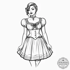 Tattoo sketch tailor's dummy with a dress, co... - эскиз тату (№1756571713_0, 30.08.2025 16:35) — tattoo-photo.ru