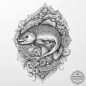 Tattoo sketch brown trout, tattoo drawing out... - эскиз тату (№1756571910_0, 30.08.2025 16:38) — tattoo-photo.ru