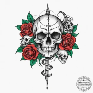 Tattoo sketch chimera head, tattoo line art,... - эскиз тату (№1756572694_0, 30.08.2025 16:51) — tattoo-photo.ru