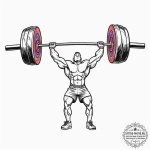 Tattoo sketch weightlifting barbell with weig... - эскиз тату (№1756574854_0, 30.08.2025 17:27) — tattoo-photo.ru