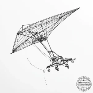 Tattoo sketch hang gliding a person with a gl... - эскиз тату (№1756575246_0, 30.08.2025 17:34) — tattoo-photo.ru