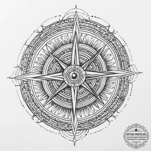 Tattoo sketch compass, ink illustration for t... - эскиз тату (№1756576429_0, 30.08.2025 17:53) — tattoo-photo.ru