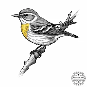 Tattoo sketch yellow-rumped warbler, tattoo s... - эскиз тату (№1756577421_0, 30.08.2025 18:10) — tattoo-photo.ru