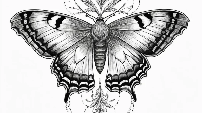 Tattoo sketch gypsy moth, artistic tattoo ske... - эскиз тату (№1756578217_0, 30.08.2025 18:23) — tattoo-photo.ru