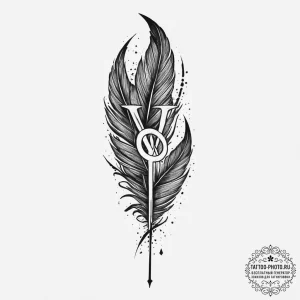 Tattoo sketch ansuz rune with a raven feather... - эскиз тату (№1756589181_0, 30.08.2025 21:26) — tattoo-photo.ru