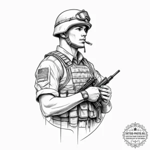 Tattoo sketch soldier with a document, tattoo... - эскиз тату (№1756595017_0, 30.08.2025 23:03) — tattoo-photo.ru