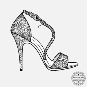 Tattoo sketch high heel with a snake, tattoo... - эскиз тату (№1756599458_0, 31.08.2025 00:17) — tattoo-photo.ru