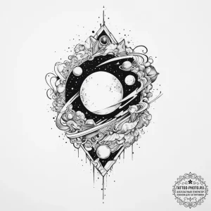 Tattoo sketch cosmic cosmos, ink illustration... - эскиз тату (№1756602285_0, 31.08.2025 01:04) — tattoo-photo.ru