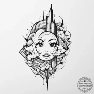 Tattoo sketch sky, tattoo line art, new schoo... - эскиз тату (№1756605313_0, 31.08.2025 01:55) — tattoo-photo.ru