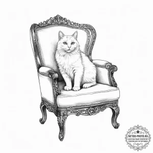 Tattoo sketch armchair and a cat - эскиз тату (№1756609961_0, 31.08.2025 03:12) — tattoo-photo.ru