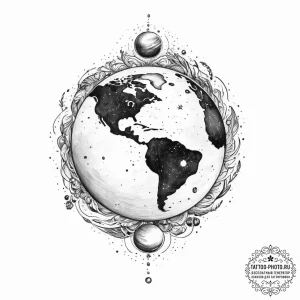Tattoo sketch cosmic earth - эскиз тату (№1756612932_0, 31.08.2025 04:02) — tattoo-photo.ru