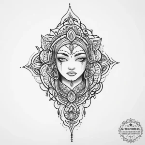 Tattoo sketch sacred character, ink illustrat... - эскиз тату (№1756613734_0, 31.08.2025 04:15) — tattoo-photo.ru