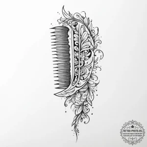 Tattoo sketch elegant comb tattoo - эскиз тату (№1756617528_0, 31.08.2025 05:18) — tattoo-photo.ru