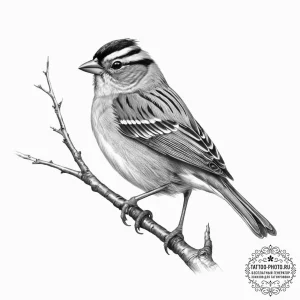 Tattoo sketch white-crowned sparrow, artistic... - эскиз тату (№1756618917_0, 31.08.2025 05:41) — tattoo-photo.ru