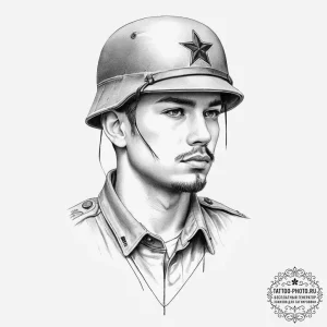 Tattoo sketch soldier with a thread, tattoo l... - эскиз тату (№1756619512_0, 31.08.2025 05:51) — tattoo-photo.ru