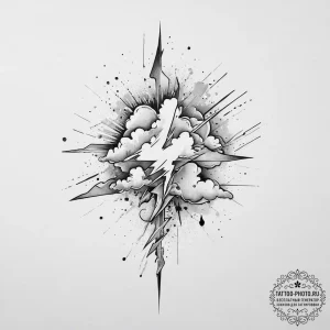 Tattoo sketch cloud with lightning, tattoo fl... - эскиз тату (№1756619716_0, 31.08.2025 05:55) — tattoo-photo.ru