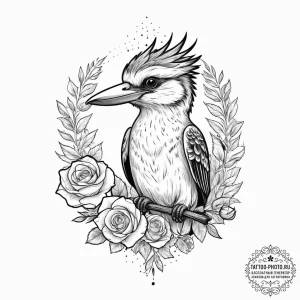 Tattoo sketch puns a kookaburra that says "i'... - эскиз тату (№1756620319_0, 31.08.2025 06:05) — tattoo-photo.ru