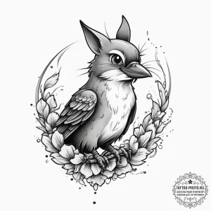 Tattoo sketch tom and jerry with a crow, tatt... - эскиз тату (№1756622895_0, 31.08.2025 06:48) — tattoo-photo.ru