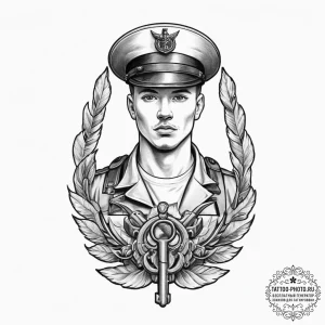 Tattoo sketch soldier with a key, tattoo sket... - эскиз тату (№1756623492_0, 31.08.2025 06:58) — tattoo-photo.ru