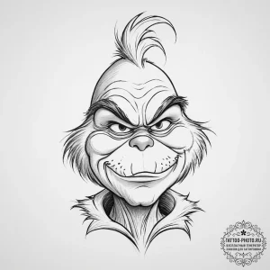 Tattoo sketch the grinch with a fur, tattoo f... - эскиз тату (№1756628684_0, 31.08.2025 08:24) — tattoo-photo.ru