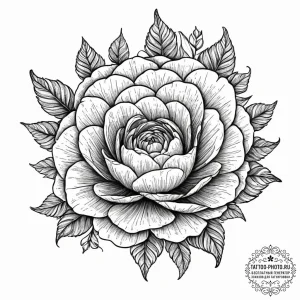Tattoo sketch ranunculus flower, ink illustra... - эскиз тату (№1756632896_0, 31.08.2025 09:34) — tattoo-photo.ru