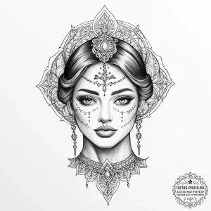 Tattoo sketch blessed portrayal - эскиз тату (№1756634498_0, 31.08.2025 10:01) — tattoo-photo.ru