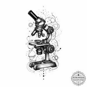 Tattoo sketch scientist a person with a micro... - эскиз тату (№1756637107_0, 31.08.2025 10:45) — tattoo-photo.ru