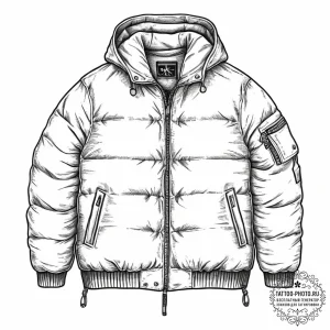 Tattoo sketch puffer jacket in a minimalist d... - эскиз тату (№1756638105_0, 31.08.2025 11:01) — tattoo-photo.ru