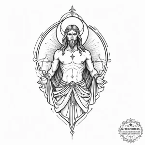 Tattoo sketch holy scene, tattoo line art, mi... - эскиз тату (№1756640501_0, 31.08.2025 11:41) — tattoo-photo.ru