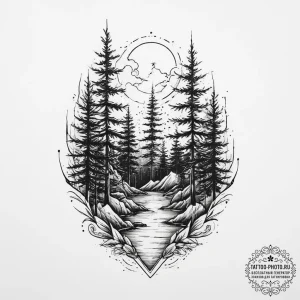 Tattoo sketch forest, tattoo flash sheet desi... - эскиз тату (№1756643566_0, 31.08.2025 12:32) — tattoo-photo.ru