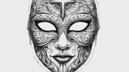 Tattoo sketch mask, ink illustration for tatt... - эскиз тату (№1756644356_0, 31.08.2025 12:45) — tattoo-photo.ru
