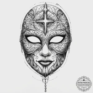 Tattoo sketch mask, ink illustration for tatt... - эскиз тату (№1756644356_0, 31.08.2025 12:45) — tattoo-photo.ru