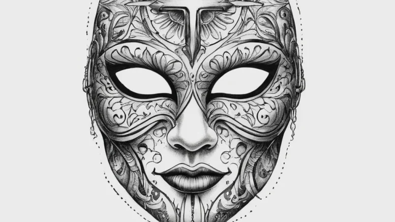 Tattoo sketch mask, ink illustration for tatt... - эскиз тату (№1756644356_0, 31.08.2025 12:45) — tattoo-photo.ru