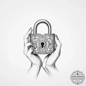 Tattoo hands with a lock - эскиз тату (№1756645954_0, 31.08.2025 13:12) — tattoo-photo.ru