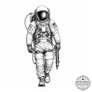 Tattoo sketch soldier with an astronaut - эскиз тату (№1756646758_0, 31.08.2025 13:25) — tattoo-photo.ru