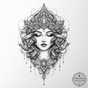 Tattoo sketch divine origin, ink illustration... - эскиз тату (№1756649753_0, 31.08.2025 14:15) — tattoo-photo.ru